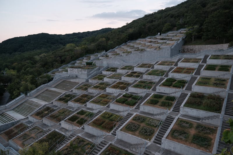 夕暮れに沈む百段苑